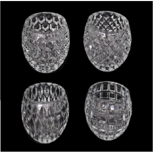 VASO DE VIDRO REDONDO TRABALHADO