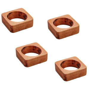 CJ 4 ANEIS P/GUARDANAPO 13375 MADEIRA QUADRADO