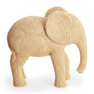 ESCULTURA DE ELEFANTE COM RELEVO EM POLIRRESINA