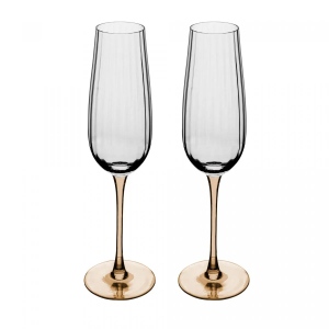 CJ 2 TAÇAS DE CHAMPANHE 20563 VIDRO HASTE ÂMBAR CLASSIC