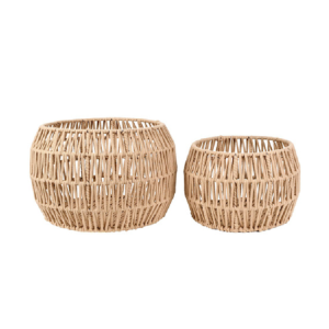 CONJUNTO  CESTO EM FIBRA BEGE