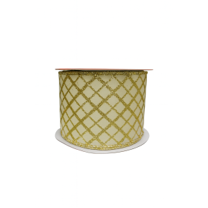 FITA NATALINA XADREZ LATERAL DOURADA