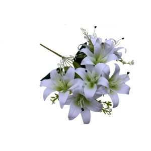 BUQUE DE LIRIO BRANCO EM SILICONE COM 7 FLORES